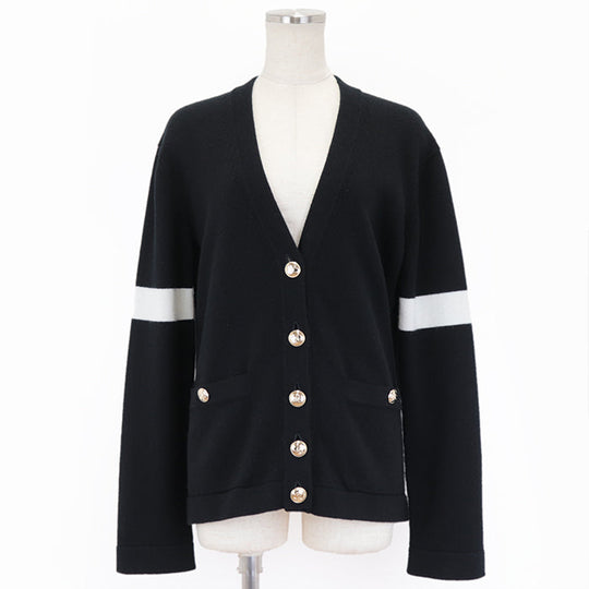 CHANEL knit Cashmere 100% Black black Women 38 Used Authentic
