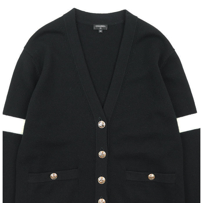 CHANEL knit Cashmere 100% Black black Women 38 Used Authentic