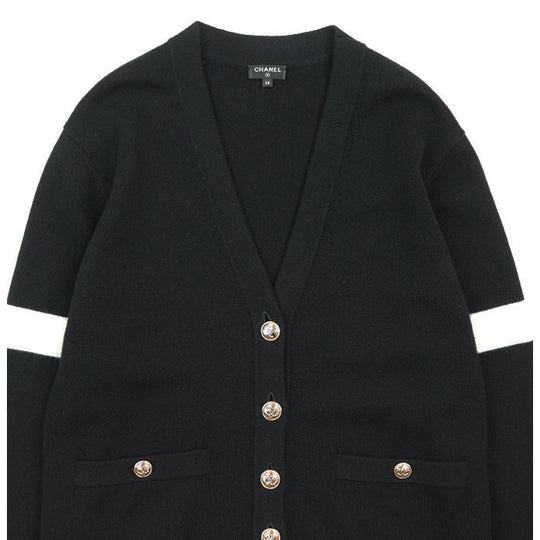 CHANEL knit Cashmere 100% Black black Women 38 Used Authentic