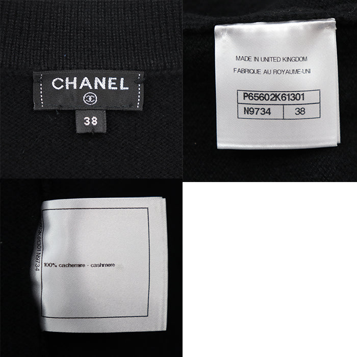CHANEL knit Cashmere 100% Black black Women 38 Used Authentic