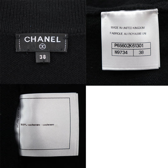 CHANEL knit Cashmere 100% Black black Women 38 Used Authentic