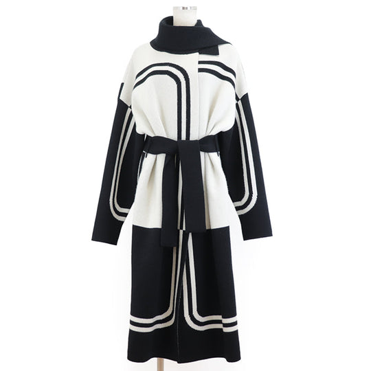 HERMES coat Cashmere 100% Ivory, Black Women 38 Used Authentic