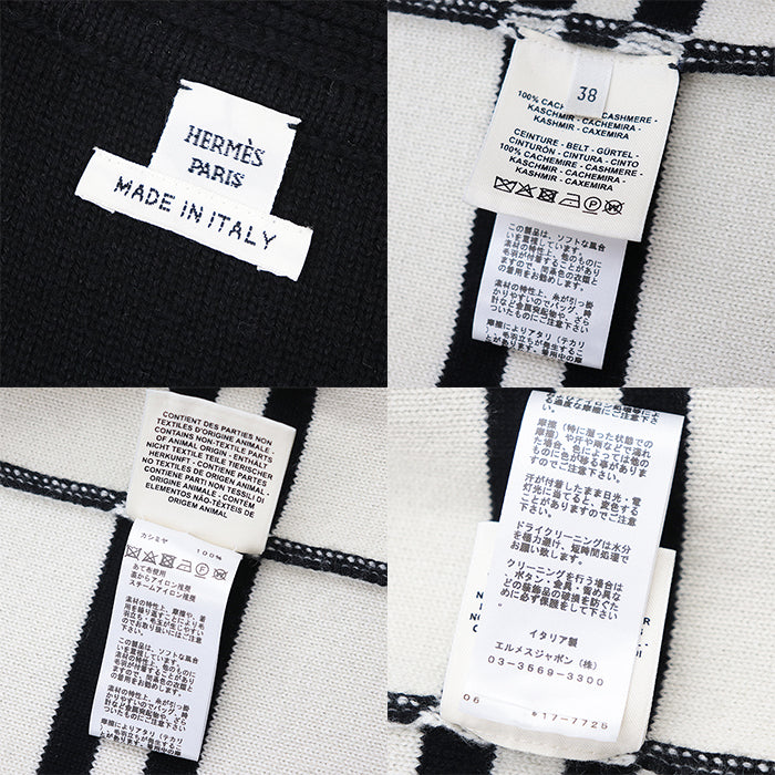 HERMES coat Cashmere 100% Ivory, Black Women 38 Used Authentic