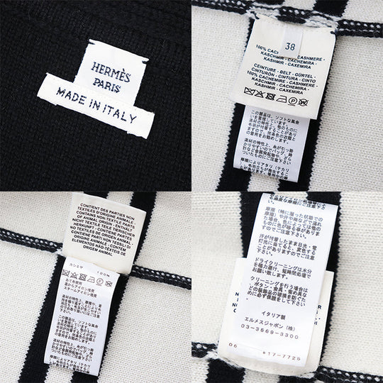 HERMES coat Cashmere 100% Ivory, Black Women 38 Used Authentic
