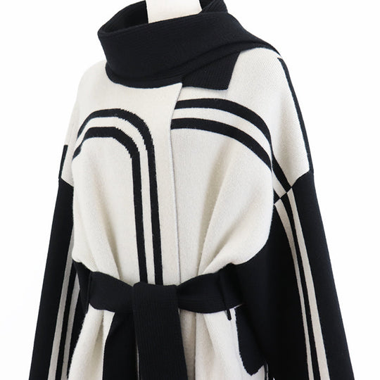 HERMES coat Cashmere 100% Ivory, Black Women 38 Used Authentic