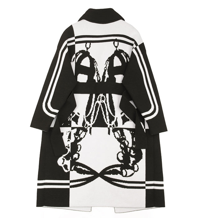 HERMES coat Cashmere 100% Ivory, Black Women 38 Used Authentic