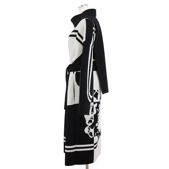 HERMES coat Cashmere 100% Ivory, Black Women 38 Used Authentic