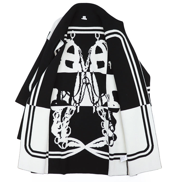 HERMES coat Cashmere 100% Ivory, Black Women 38 Used Authentic