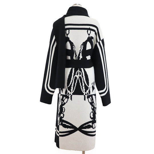 HERMES coat Cashmere 100% Ivory, Black Women 38 Used Authentic