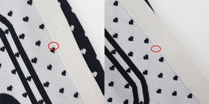 HERMES knit 47% cashmere, 47% silk White black cardigan Women 40 Used Authentic