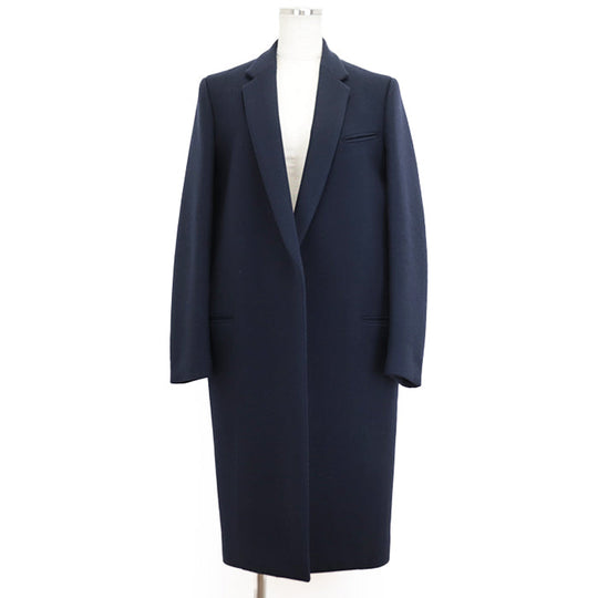 CELINE coat [Outer material] 100% wool [Lining] 100% silk Navy 2 8H28/7165 Women 36 Used Authentic