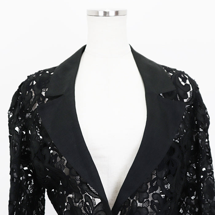 Valentino Other outerwear 80% cotton, 20% linen [Lining] 100% polyester, 100% silk Black black Jacket Women Used Authentic