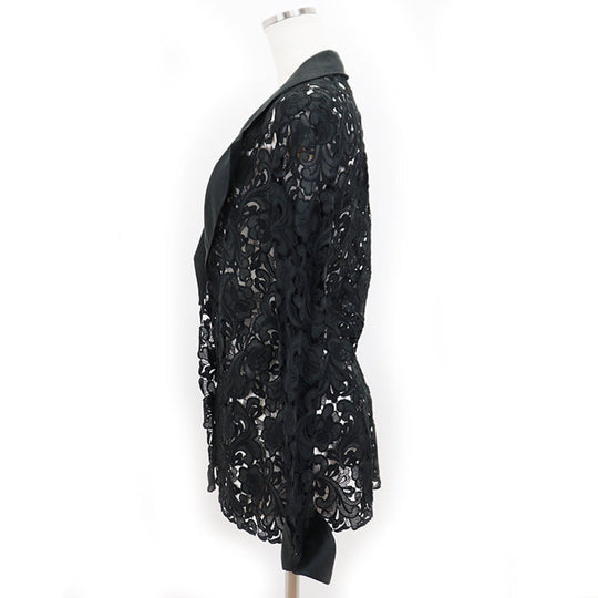 Valentino Other outerwear 80% cotton, 20% linen [Lining] 100% polyester, 100% silk Black black Jacket Women Used Authentic