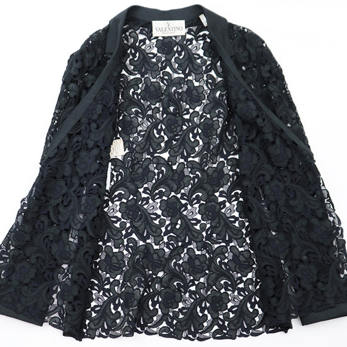 Valentino Other outerwear 80% cotton, 20% linen [Lining] 100% polyester, 100% silk Black black Jacket Women Used Authentic