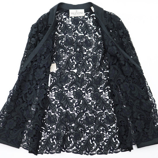 Valentino Other outerwear 80% cotton, 20% linen [Lining] 100% polyester, 100% silk Black black Jacket Women Used Authentic