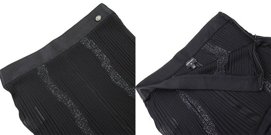 CHANEL skirt [Outer material] 97% viscose, 3% metal polyester black 22A P72907 Women 38 Used Authentic