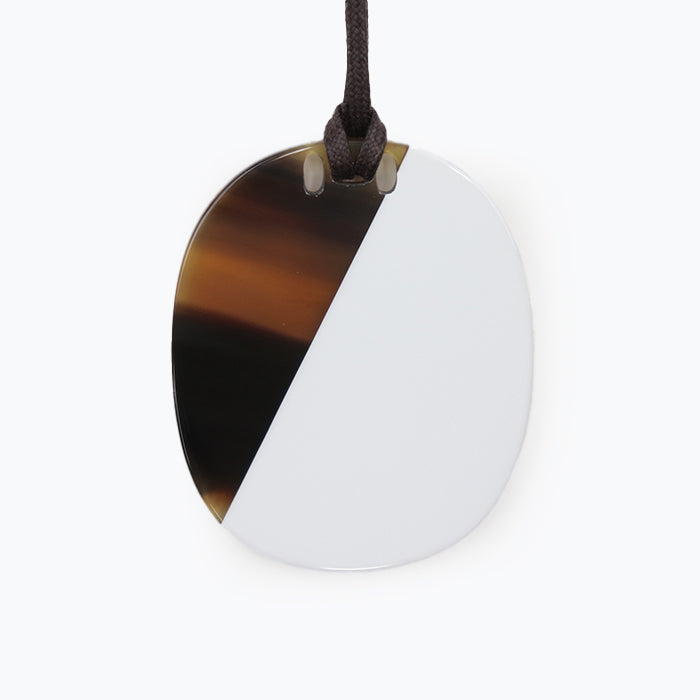 HERMES Necklace Buffalo horn Brown white Women Used Authentic