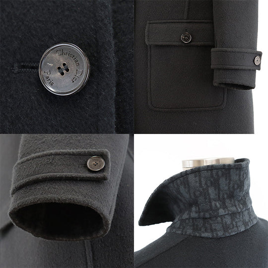 Christian Dior Stainless collar coat 99% wool, 1% silk black Women 38 Used Authentic