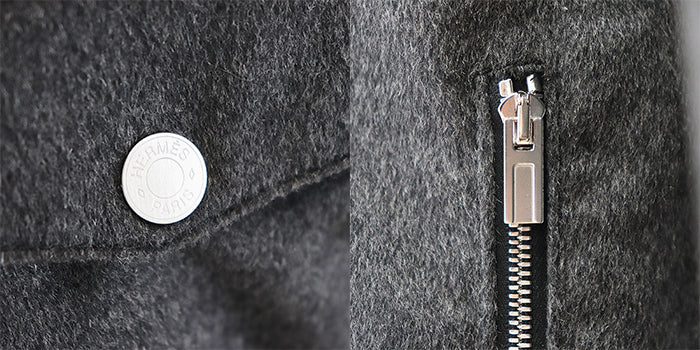 HERMES Down jacket [Outer material] 100% cashmere [Lining] 100% cupra [Filling] 95% down, 5% feather gray mens 54 Used Authentic