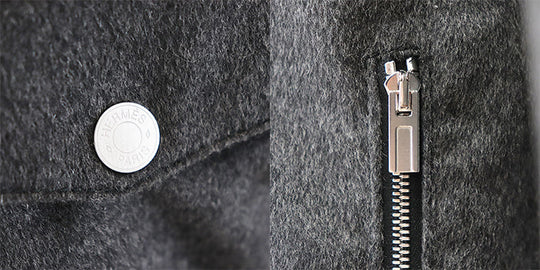 HERMES Down jacket [Outer material] 100% cashmere [Lining] 100% cupra [Filling] 95% down, 5% feather gray mens 54 Used Authentic