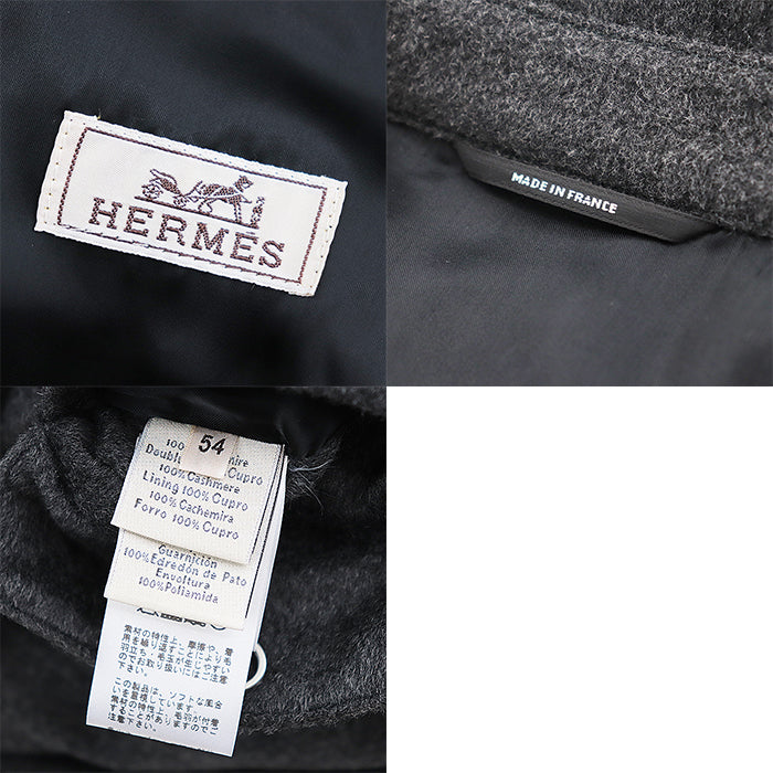 HERMES Down jacket [Outer material] 100% cashmere [Lining] 100% cupra [Filling] 95% down, 5% feather gray mens 54 Used Authentic