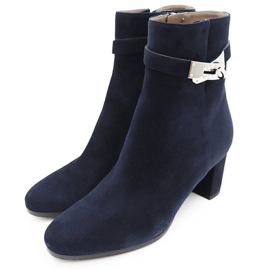HERMES boots leather Navy Kelly Women 36 Used Authentic