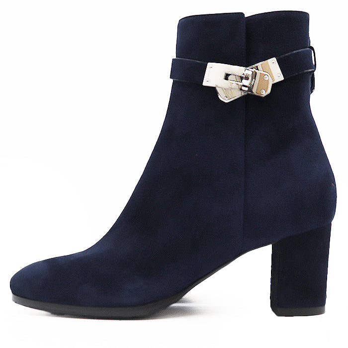 HERMES boots leather Navy Kelly Women 36 Used Authentic