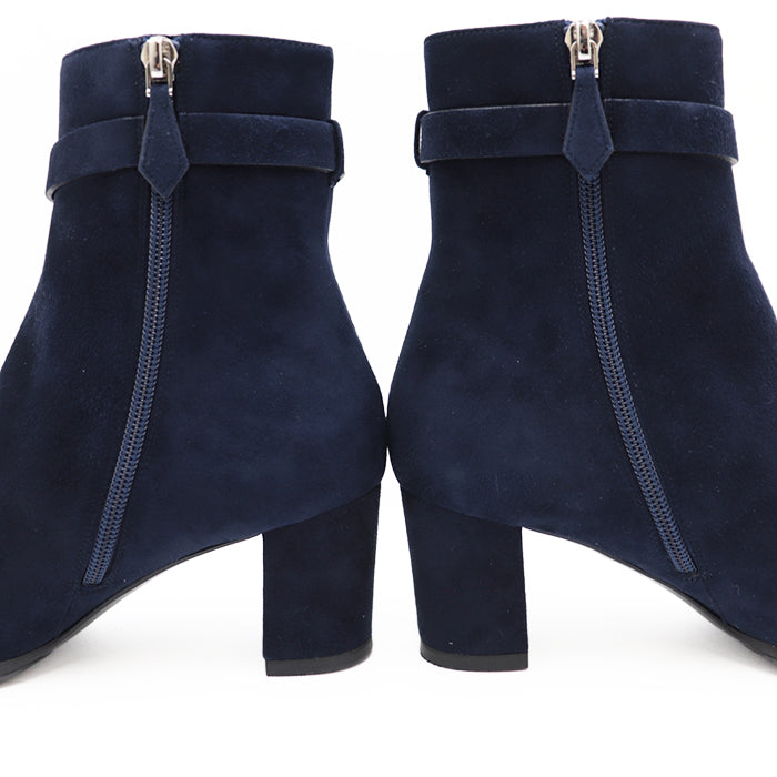 HERMES boots leather Navy Kelly Women 36 Used Authentic