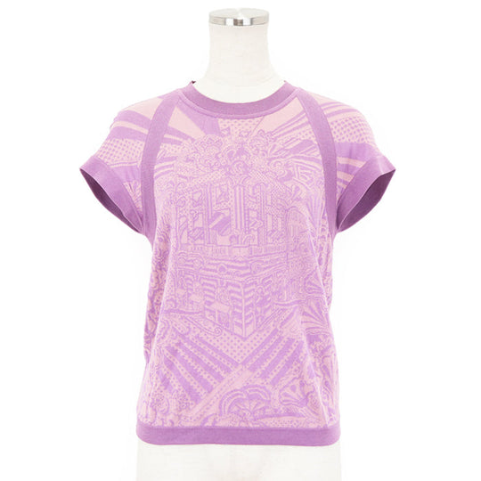 HERMES Cut [Outer fabric] 53% rayon, 27% silk [Rib] 57% silk, 43% cotton [Other fabric] 93% silk, 7% polyurethane Light purple Women 36 Used Authentic