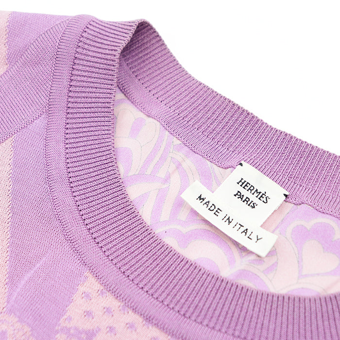 HERMES Cut [Outer fabric] 53% rayon, 27% silk [Rib] 57% silk, 43% cotton [Other fabric] 93% silk, 7% polyurethane Light purple Women 36 Used Authentic