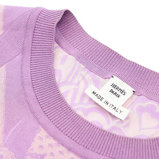 HERMES Cut [Outer fabric] 53% rayon, 27% silk [Rib] 57% silk, 43% cotton [Other fabric] 93% silk, 7% polyurethane Light purple Women 36 Used Authentic