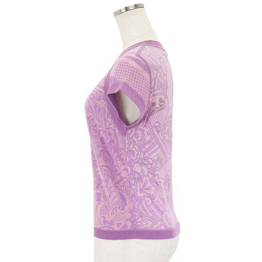 HERMES Cut [Outer fabric] 53% rayon, 27% silk [Rib] 57% silk, 43% cotton [Other fabric] 93% silk, 7% polyurethane Light purple Women 36 Used Authentic