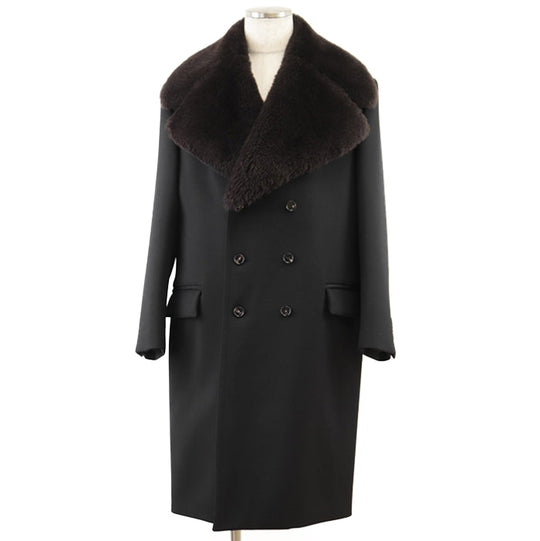 BOTTEGAVENETA coat [Outer material] 90% wool, 8% nylon; [Lining] 90% wool, 8% nylon; [Fur] Sheepskin%; [Other fabric] 100% cotton; [Sleeve lining] 100% rayon; [Leather part] Sheepskin% black mens 50 Used Authentic