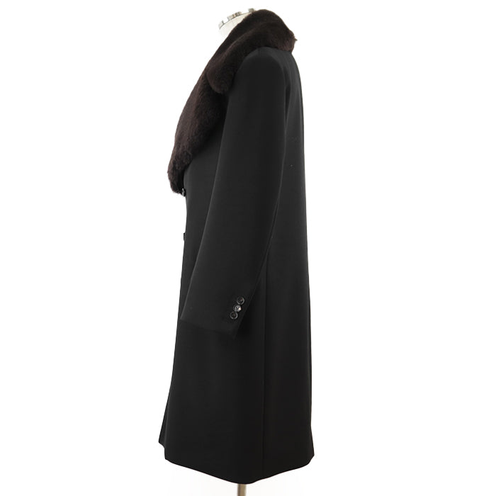 BOTTEGAVENETA coat [Outer material] 90% wool, 8% nylon; [Lining] 90% wool, 8% nylon; [Fur] Sheepskin%; [Other fabric] 100% cotton; [Sleeve lining] 100% rayon; [Leather part] Sheepskin% black mens 50 Used Authentic