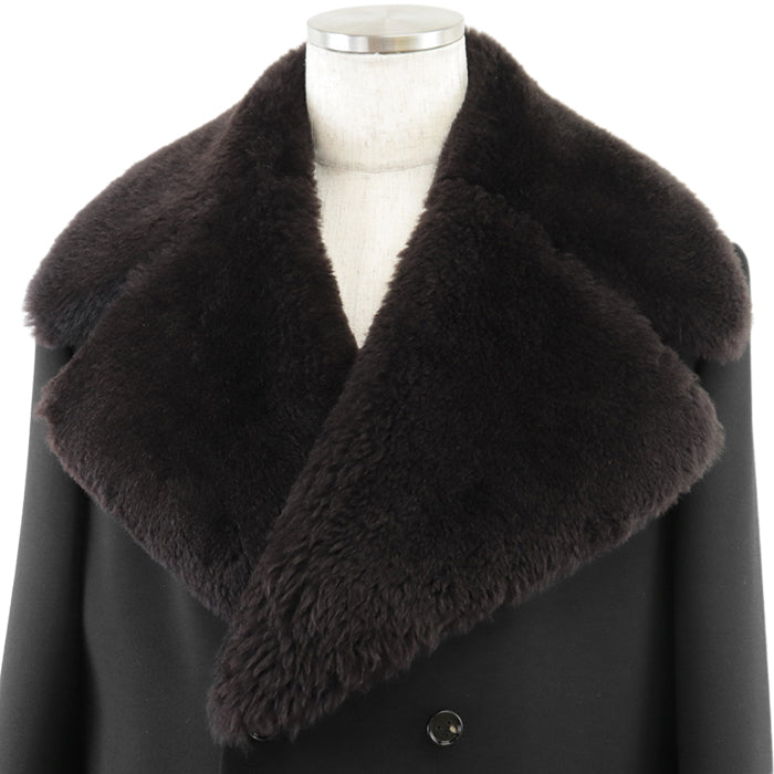 BOTTEGAVENETA coat [Outer material] 90% wool, 8% nylon; [Lining] 90% wool, 8% nylon; [Fur] Sheepskin%; [Other fabric] 100% cotton; [Sleeve lining] 100% rayon; [Leather part] Sheepskin% black mens 50 Used Authentic