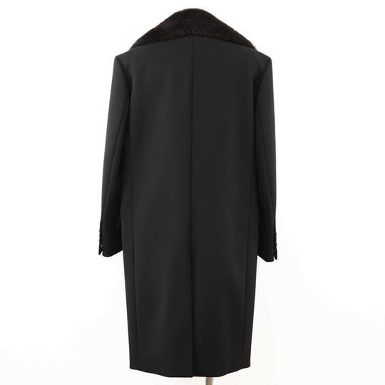 BOTTEGAVENETA coat [Outer material] 90% wool, 8% nylon; [Lining] 90% wool, 8% nylon; [Fur] Sheepskin%; [Other fabric] 100% cotton; [Sleeve lining] 100% rayon; [Leather part] Sheepskin% black mens 50 Used Authentic