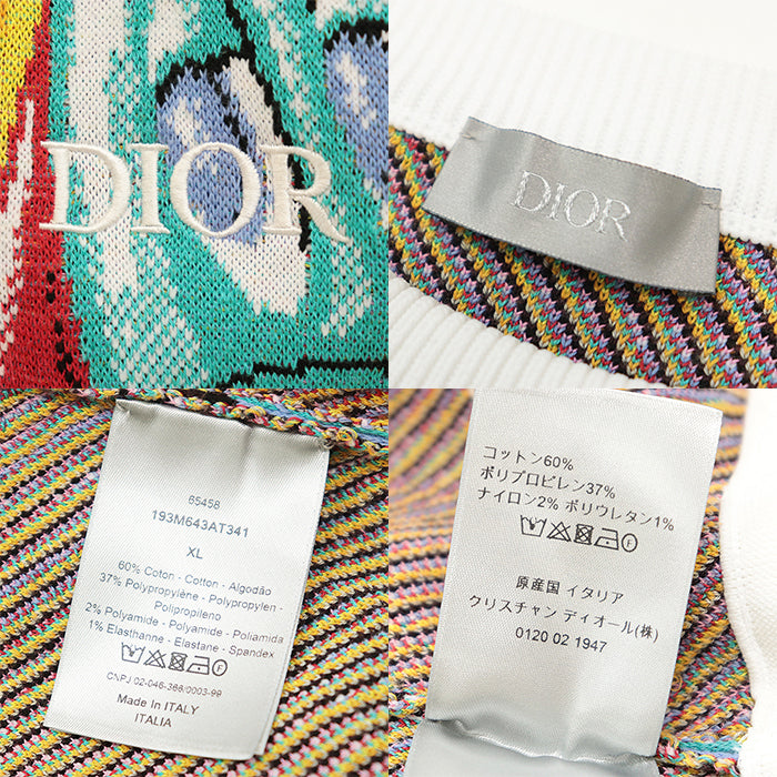 Dior knit [Outer material] 60% cotton, 37% polypropylene multicolor mens XL Used Authentic