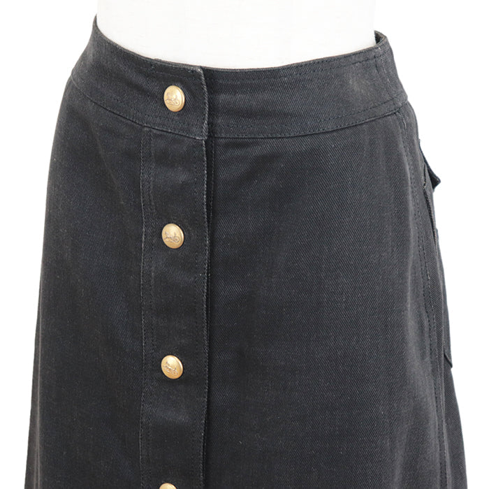 CELINE skirt cotton 100% black Women 36 Used Authentic