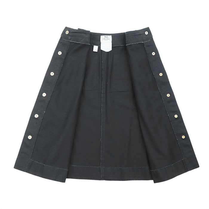 CELINE skirt cotton 100% black Women 36 Used Authentic