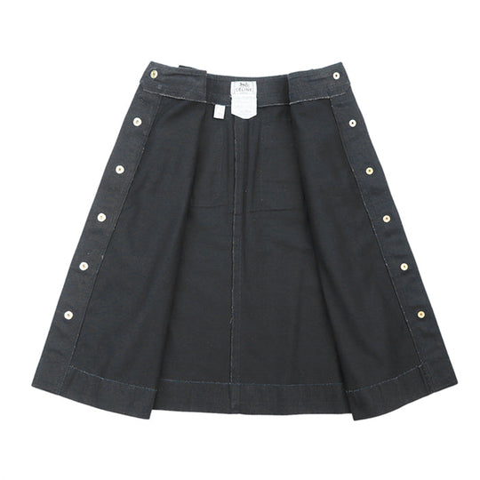 CELINE skirt cotton 100% black Women 36 Used Authentic