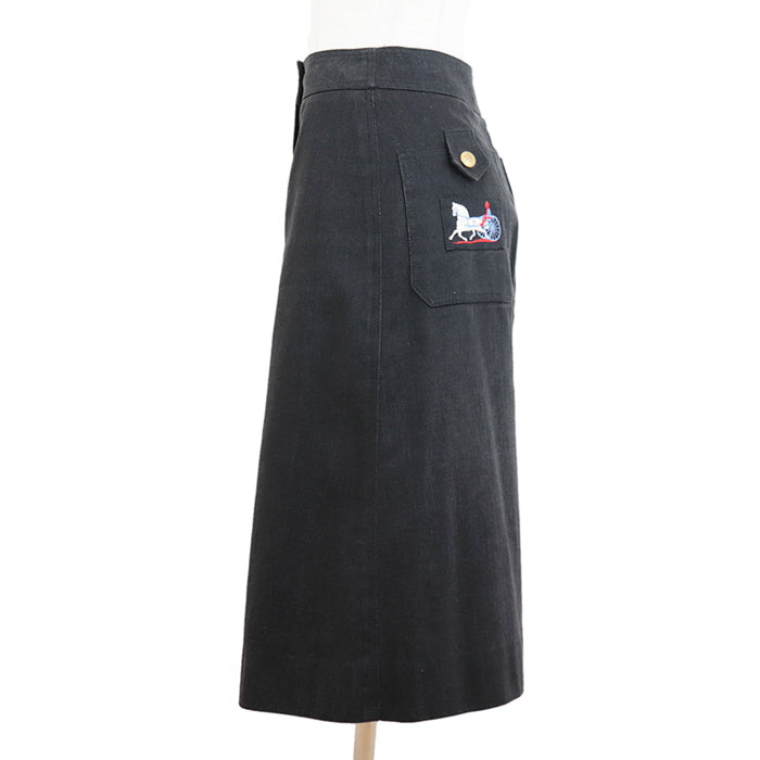 CELINE skirt cotton 100% black Women 36 Used Authentic