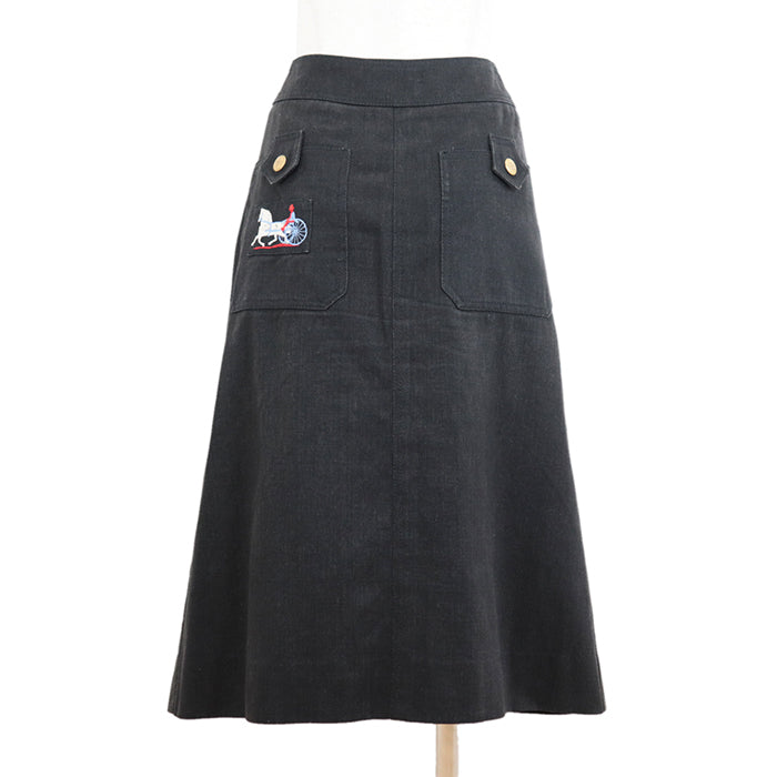 CELINE skirt cotton 100% black Women 36 Used Authentic