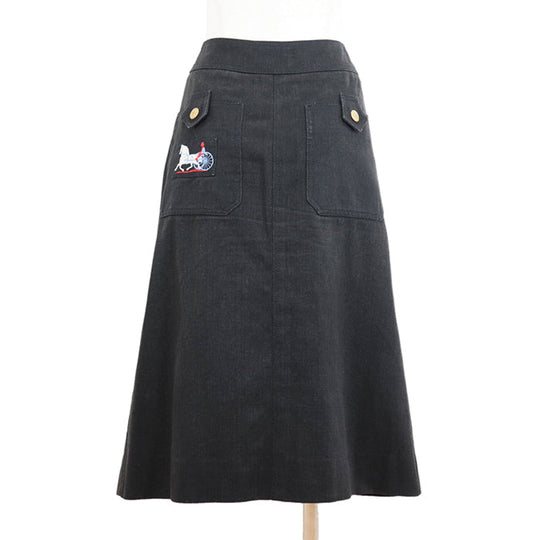 CELINE skirt cotton 100% black Women 36 Used Authentic