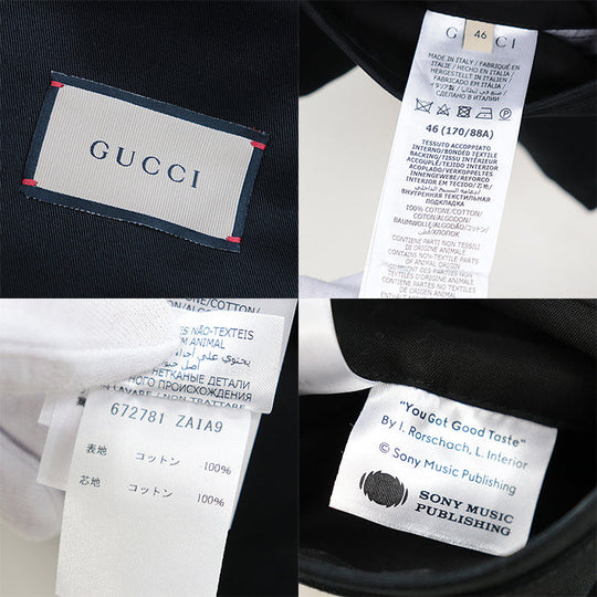 GUCCI coat Lining: 100% cotton [Outer fabric] 100% cotton black 672781 ZAIA9 mens 46 Used Authentic