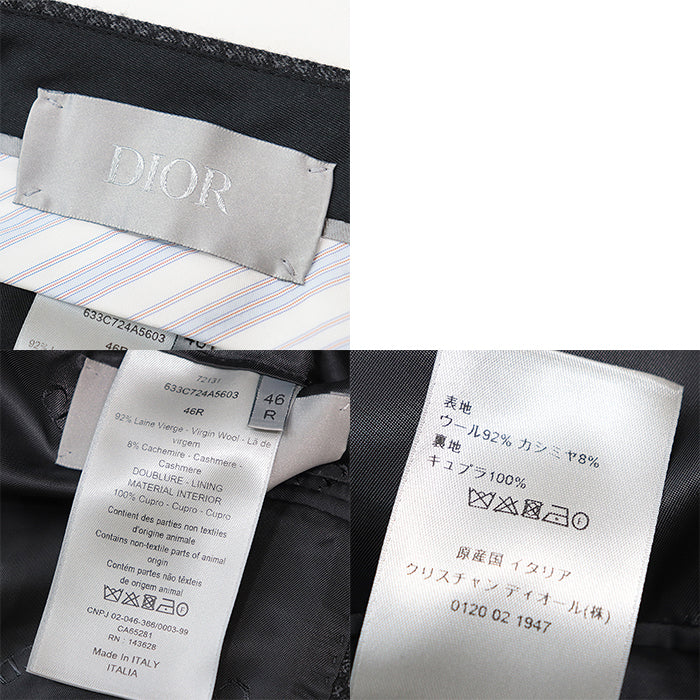 Dior suit [Outer material] 92% wool, 8% cashmere [Lining] 100% cupra gray mens 46R Used Authentic