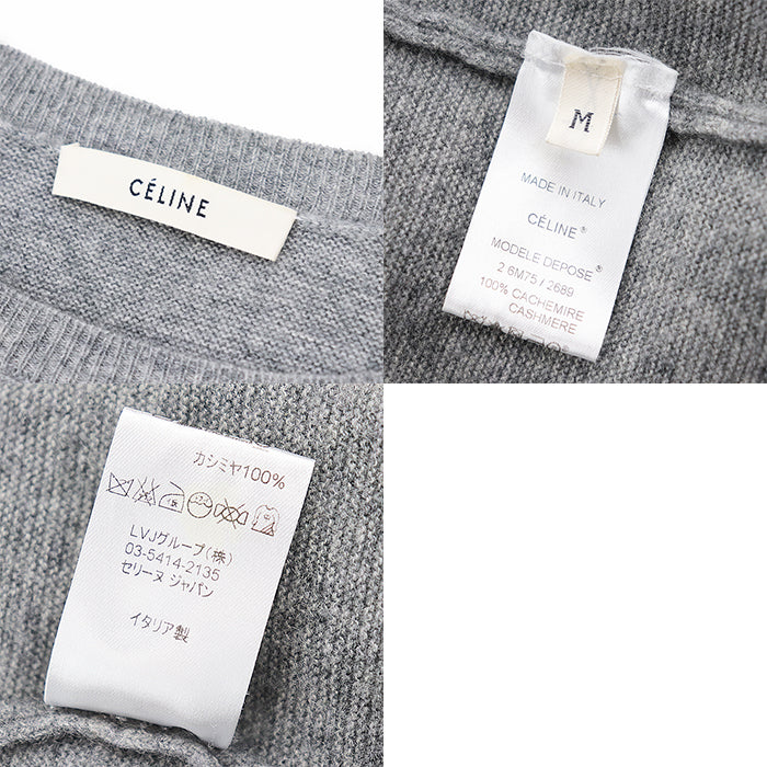 CELINE knit Cashmere 100% Gray khaki Women M Used Authentic