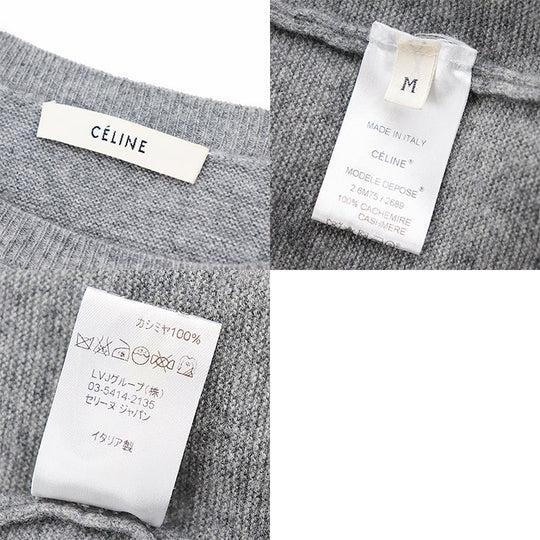 CELINE knit Cashmere 100% Gray khaki Women M Used Authentic