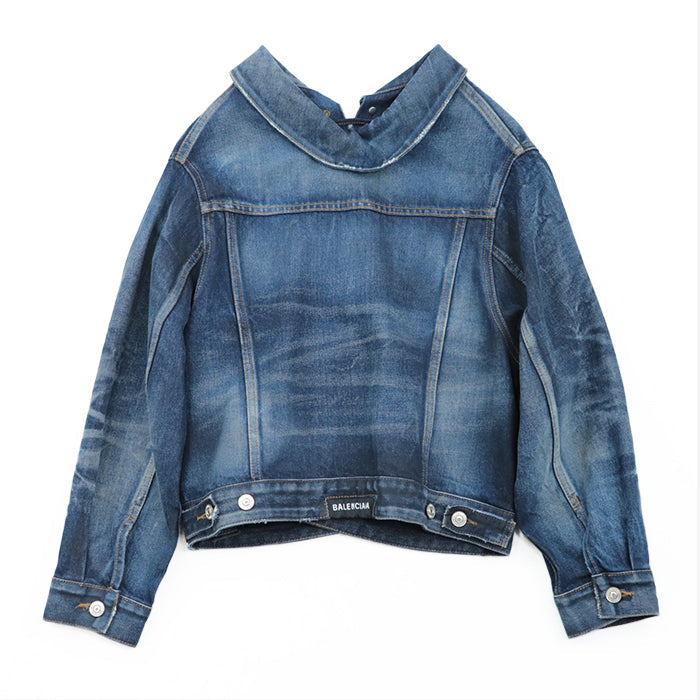 BALENCIAGA Denim Jacket [Outer fabric] 100% cotton [Other fabric] 100% cotton Navy Women 34 Used Authentic