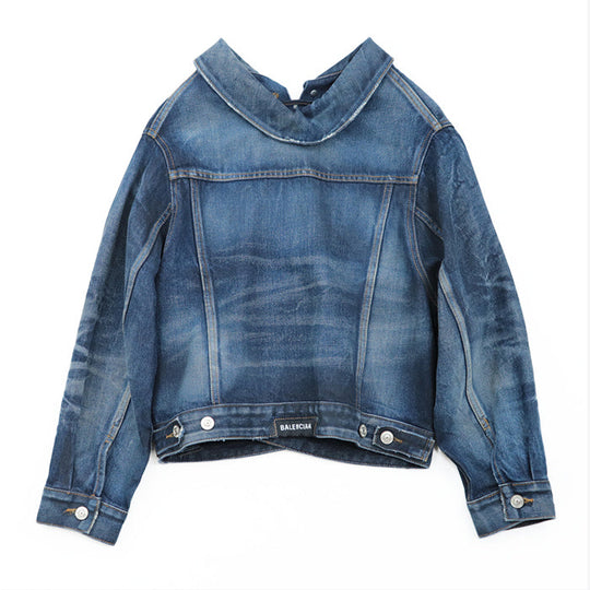 BALENCIAGA Denim Jacket [Outer fabric] 100% cotton [Other fabric] 100% cotton Navy Women 34 Used Authentic