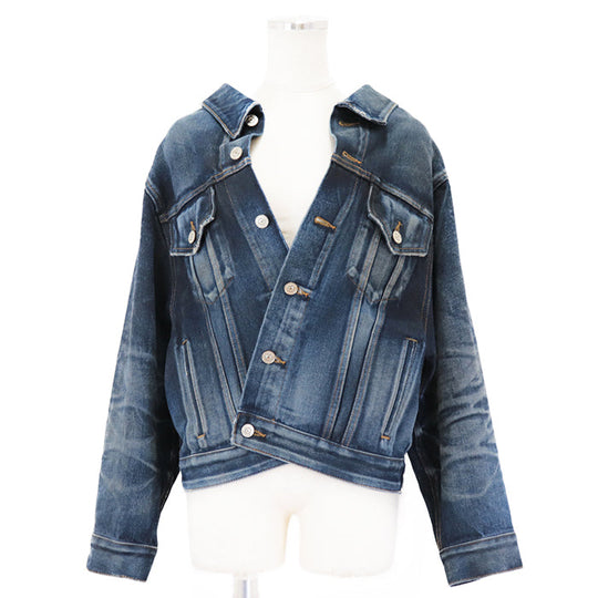 BALENCIAGA Denim Jacket [Outer fabric] 100% cotton [Other fabric] 100% cotton Navy Women 34 Used Authentic